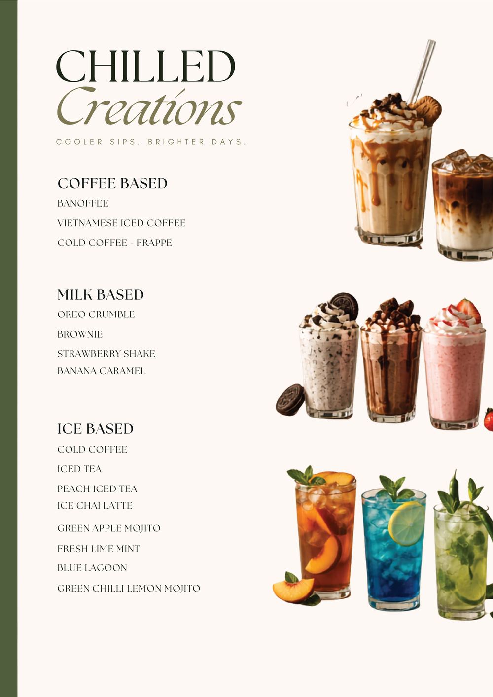 Chilled Creations menu