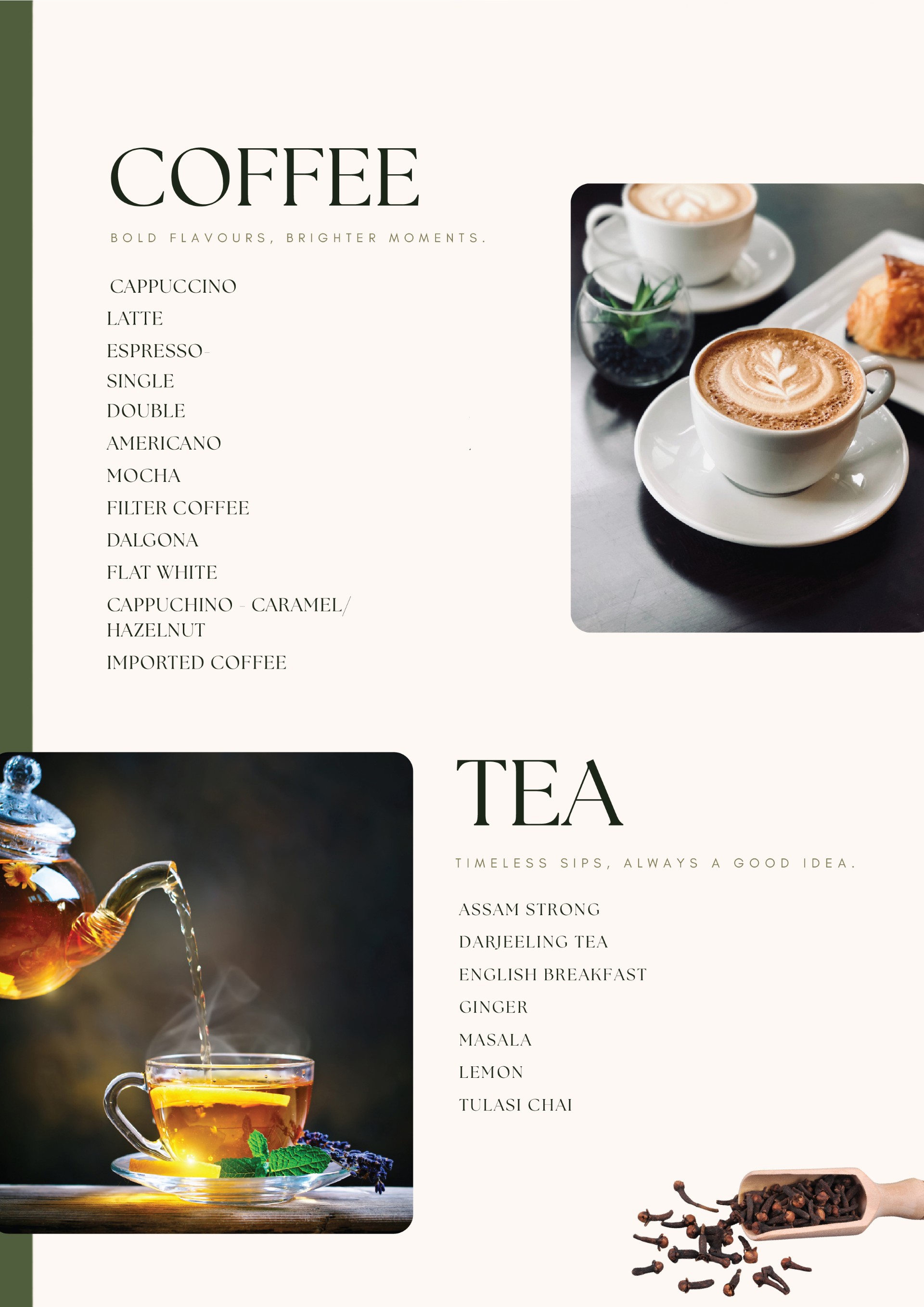 Coffee & Tea menu