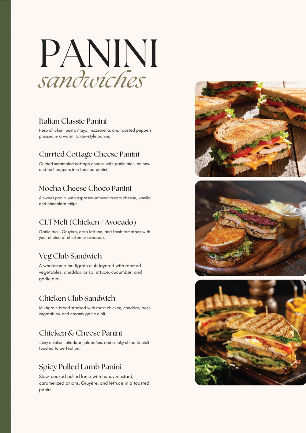 Panini & Sandwiches menu