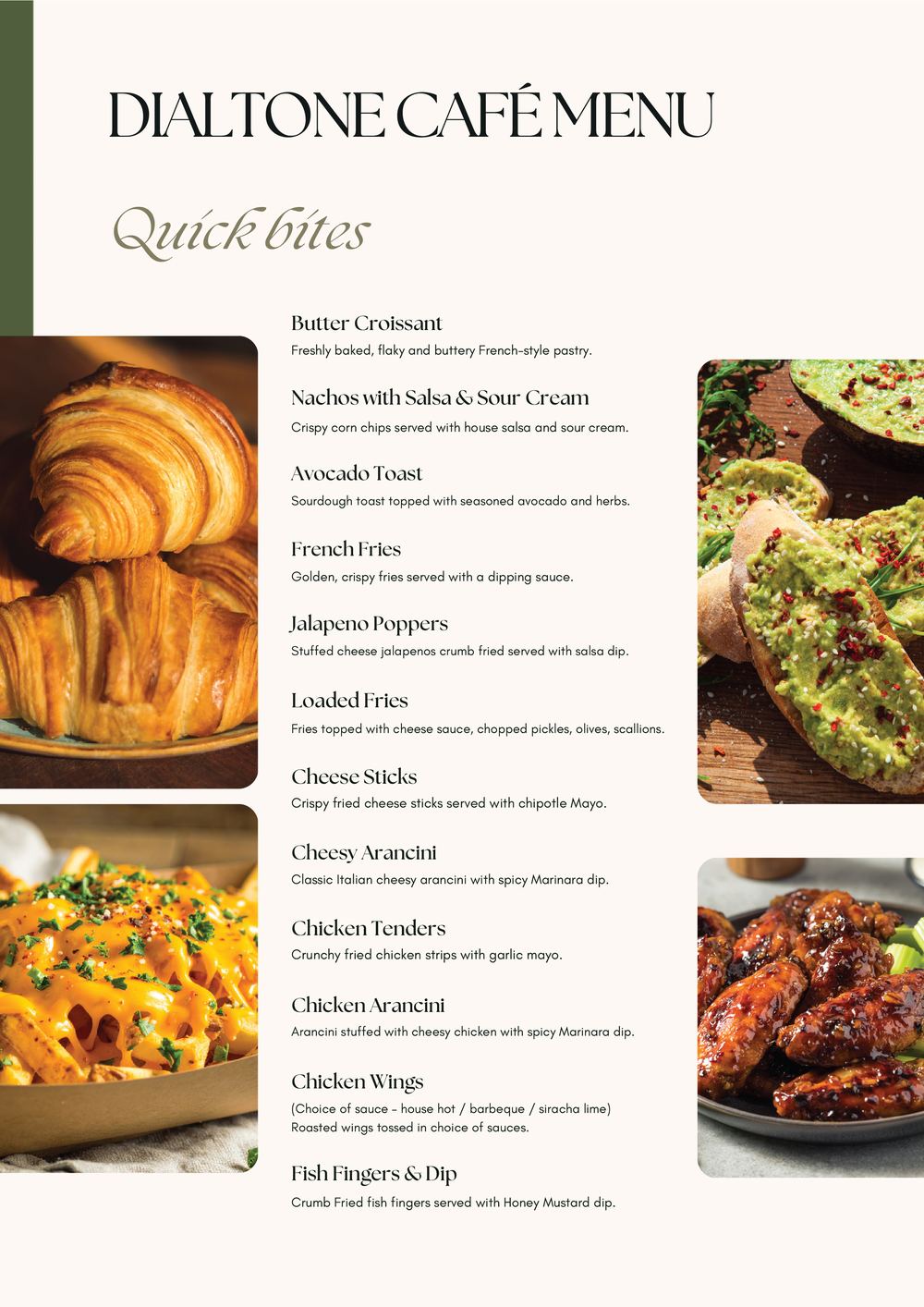 Quick Bites menu