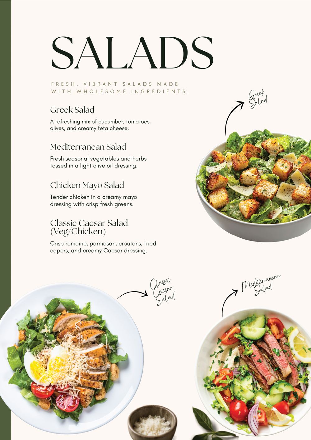 Salads menu