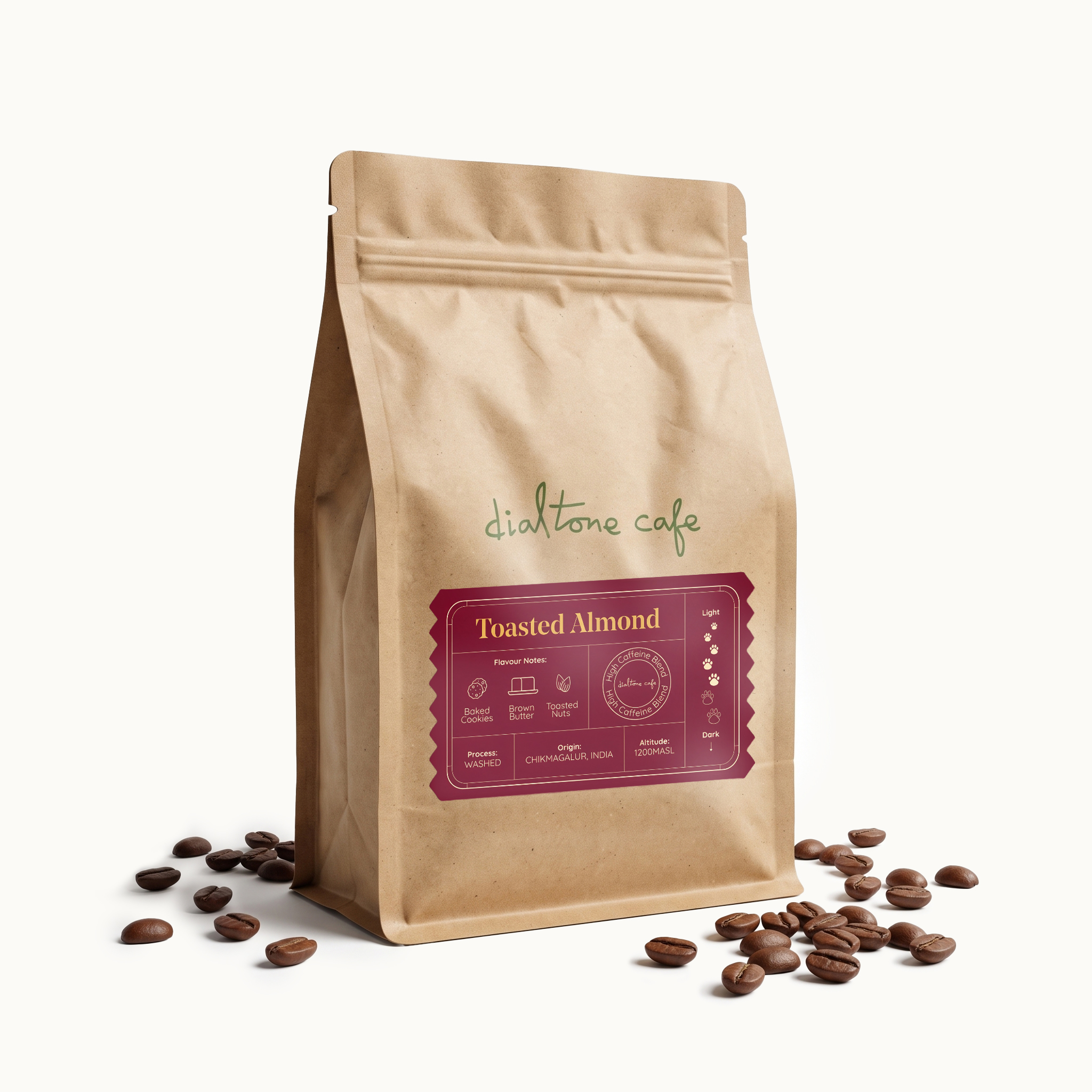 Dialtone Toasted Almond coffee bag
